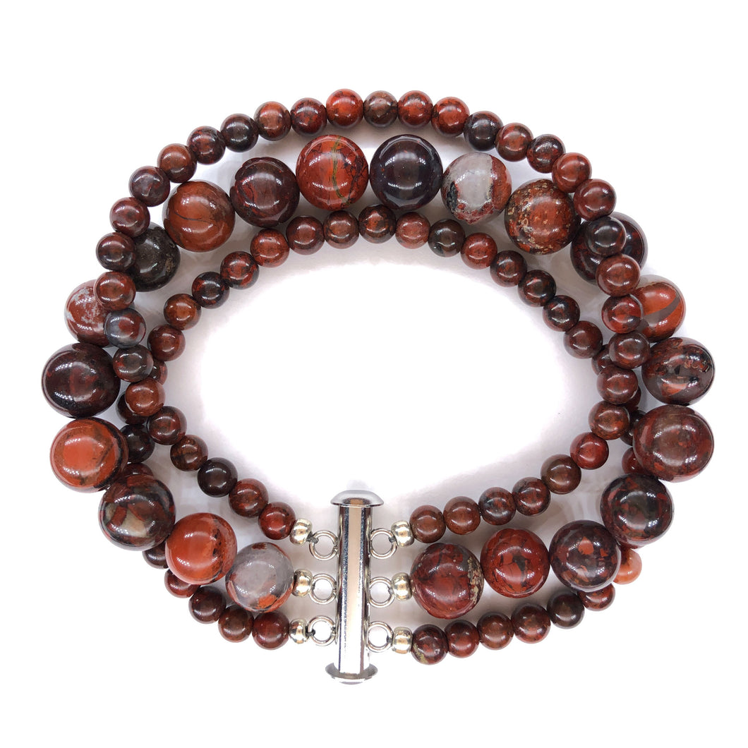 Red ripples brecciated jasper gemstone bracelet